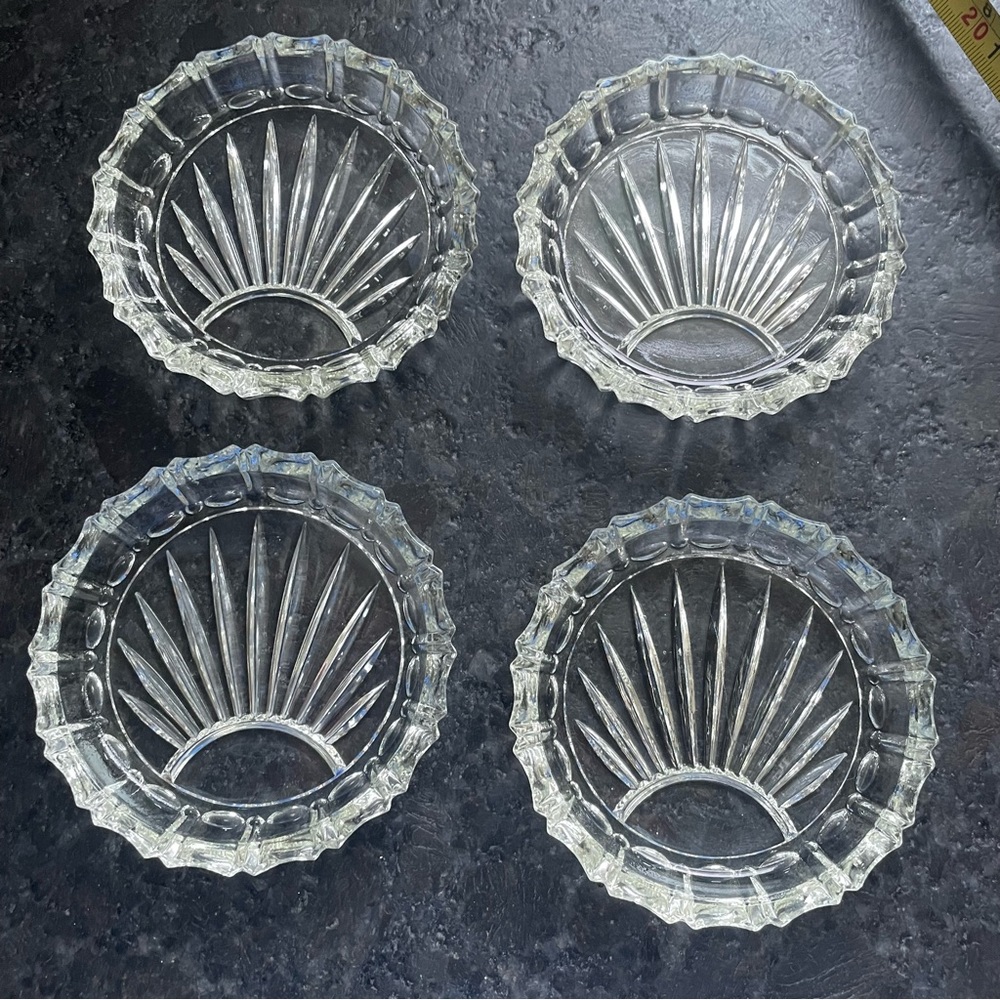 Vintage crystal glass coaster set of 4